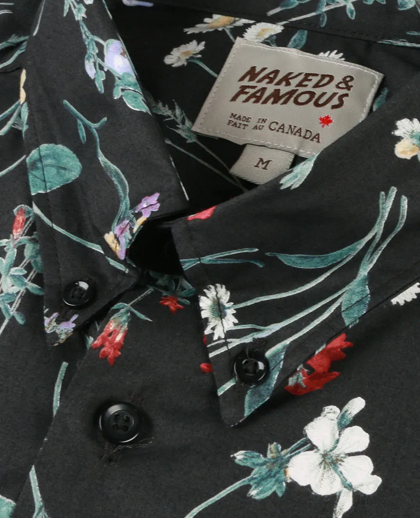 Floral Painting Regular Shirt  Black