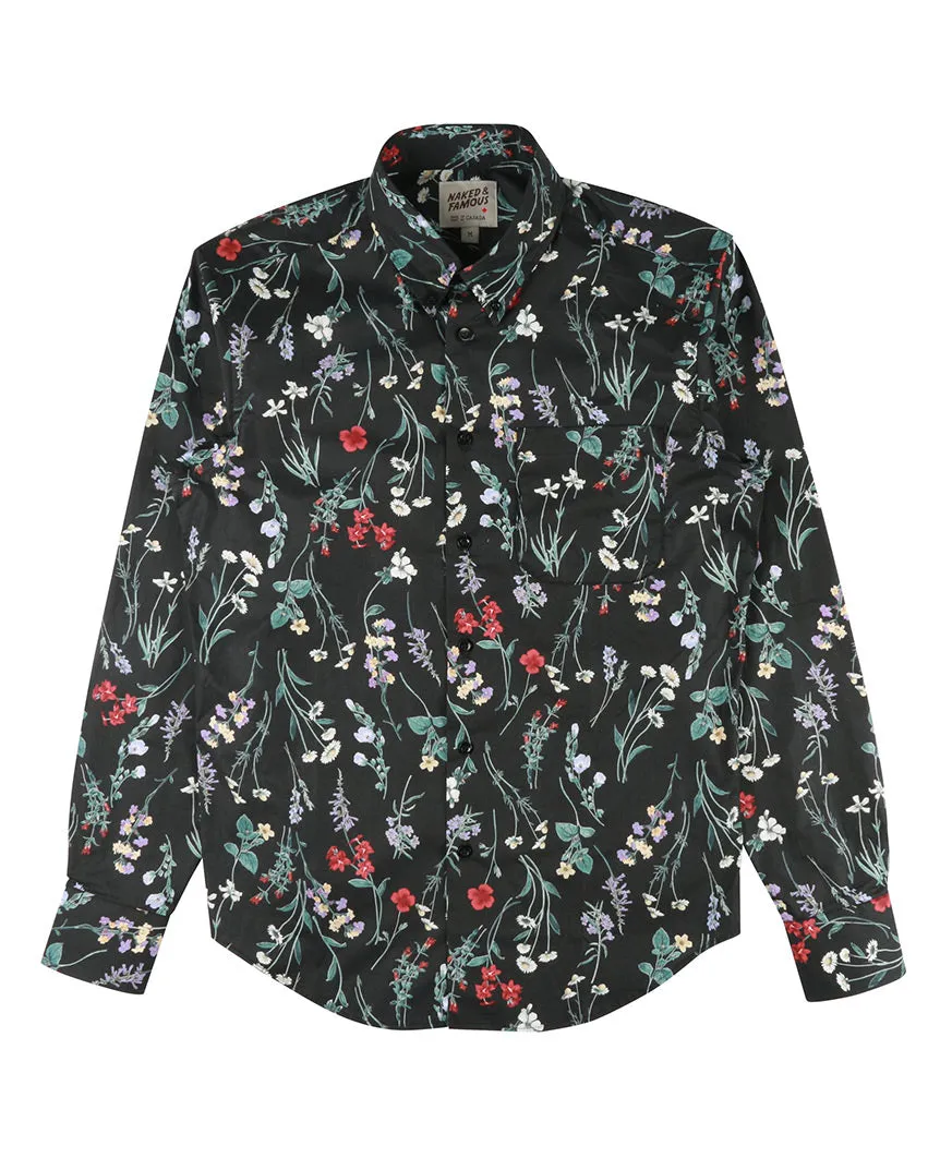 Floral Painting Regular Shirt  Black