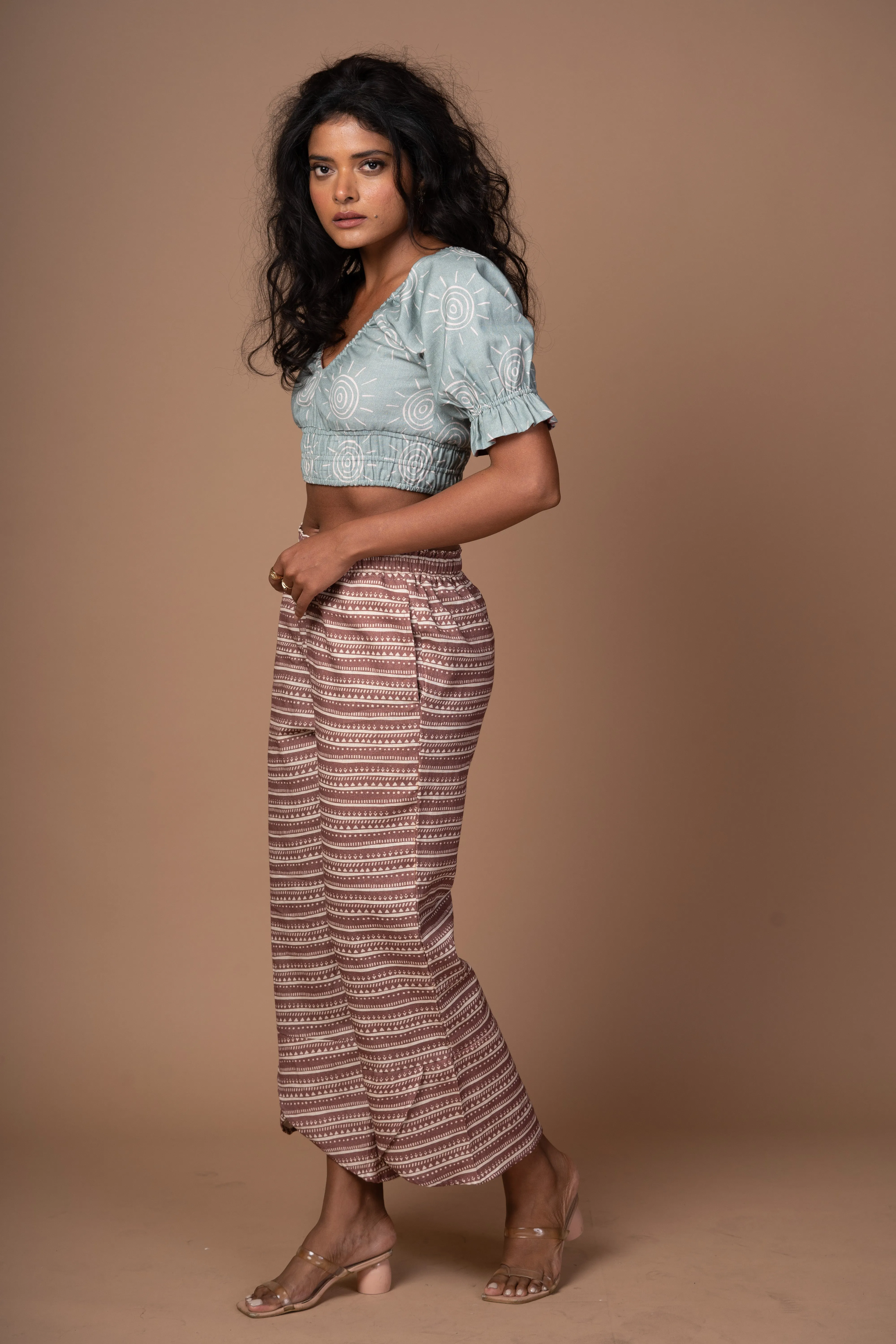 Floret Fold Pants in Combing Through Pattern
