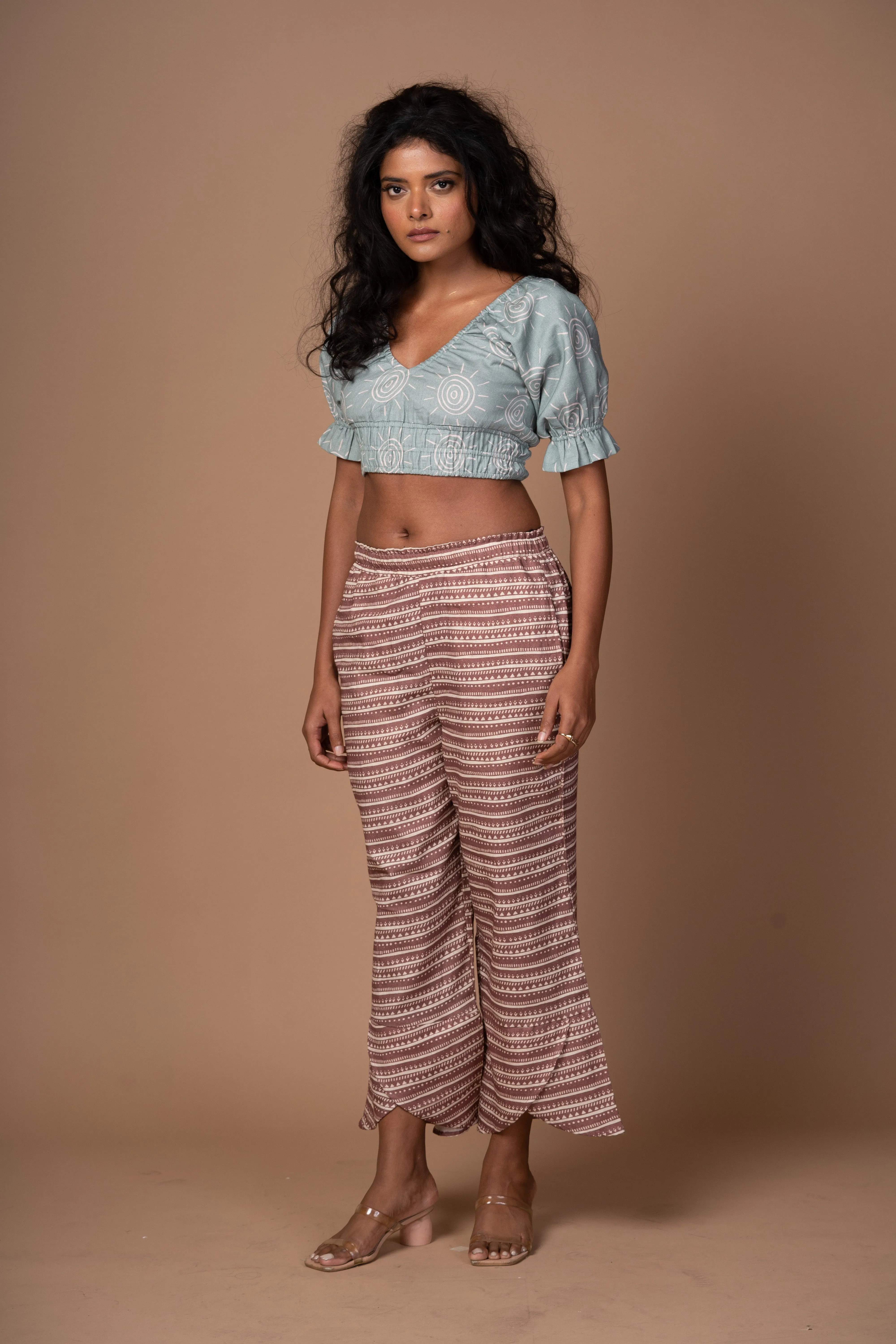 Floret Fold Pants in Combing Through Pattern