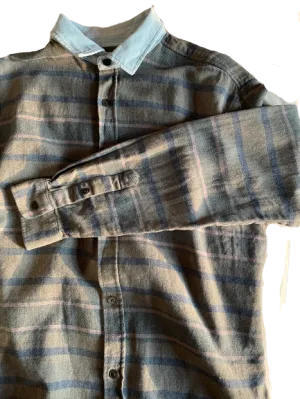 Frank & Oak Green/Blue Striped Button Down Shirt