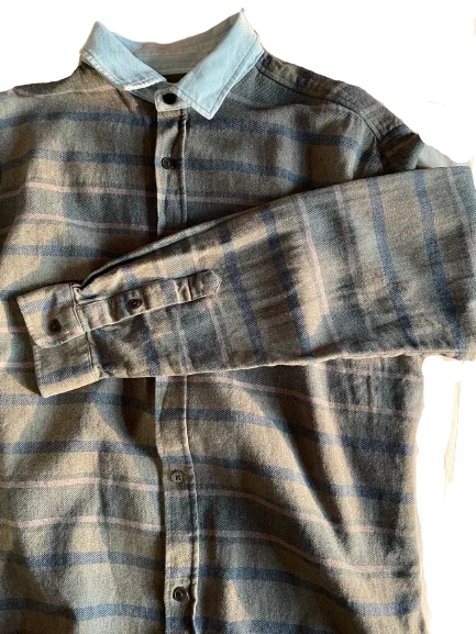 Frank & Oak Green/Blue Striped Button Down Shirt