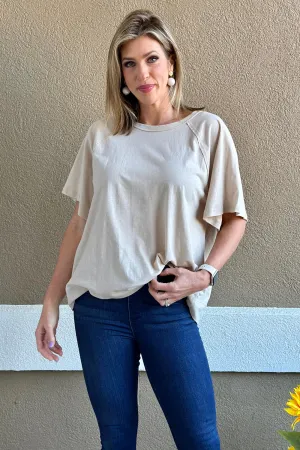 Freestyle Slub Oversized Tee in Sand Beige