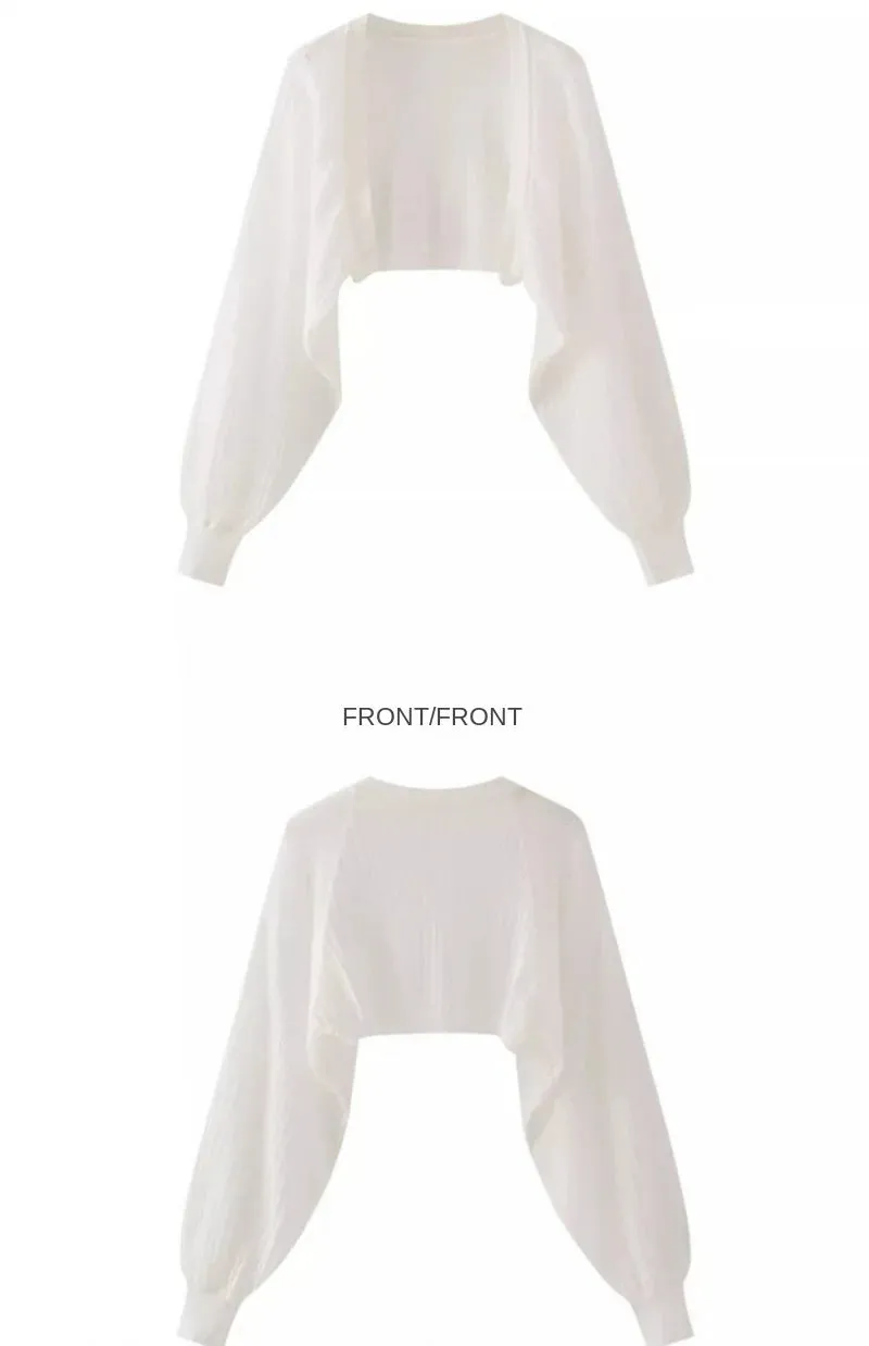 French Ice Silk Knitted Sun-Proof Cardigan Top Women's Summer Thin Jacket Waistcoat Suspender Skirt Shawl Outer Match Blouse