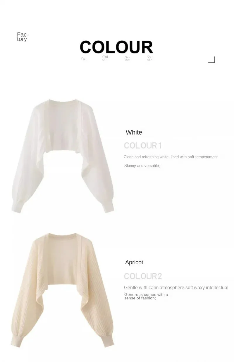 French Ice Silk Knitted Sun-Proof Cardigan Top Women's Summer Thin Jacket Waistcoat Suspender Skirt Shawl Outer Match Blouse