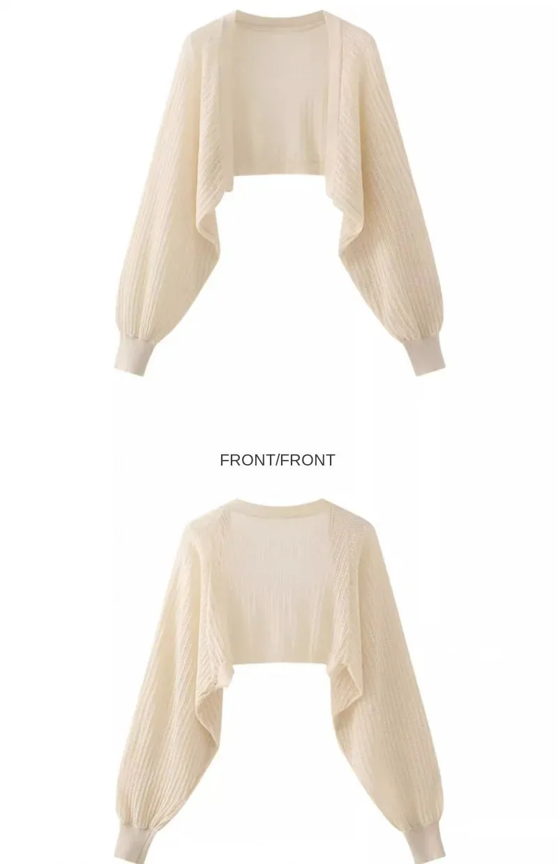 French Ice Silk Knitted Sun-Proof Cardigan Top Women's Summer Thin Jacket Waistcoat Suspender Skirt Shawl Outer Match Blouse