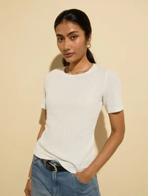 Gabriella Organic Cotton Pretty Rib T-Shirt | Pure White