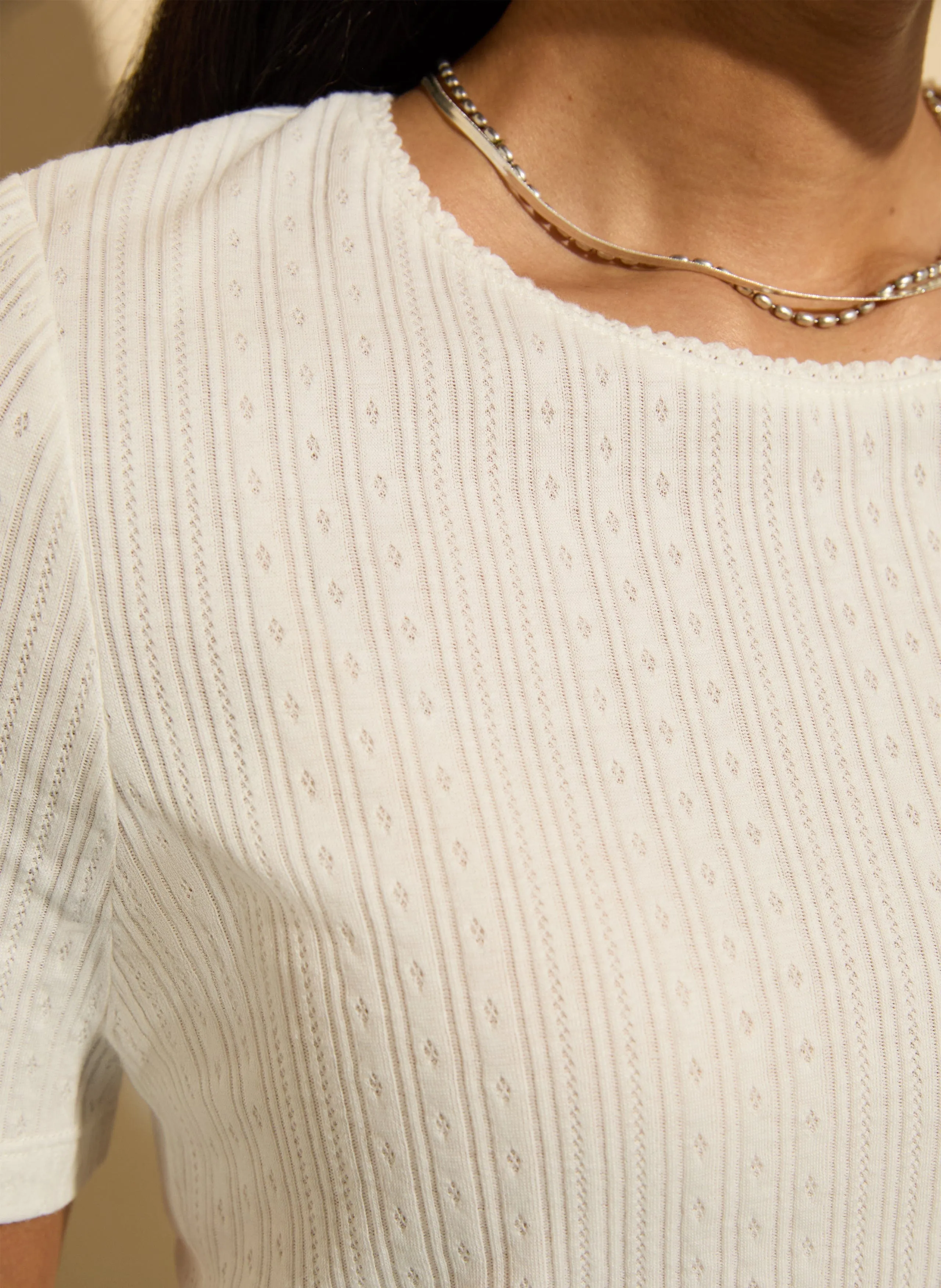 Gabriella Organic Cotton Pretty Rib T-Shirt | Pure White