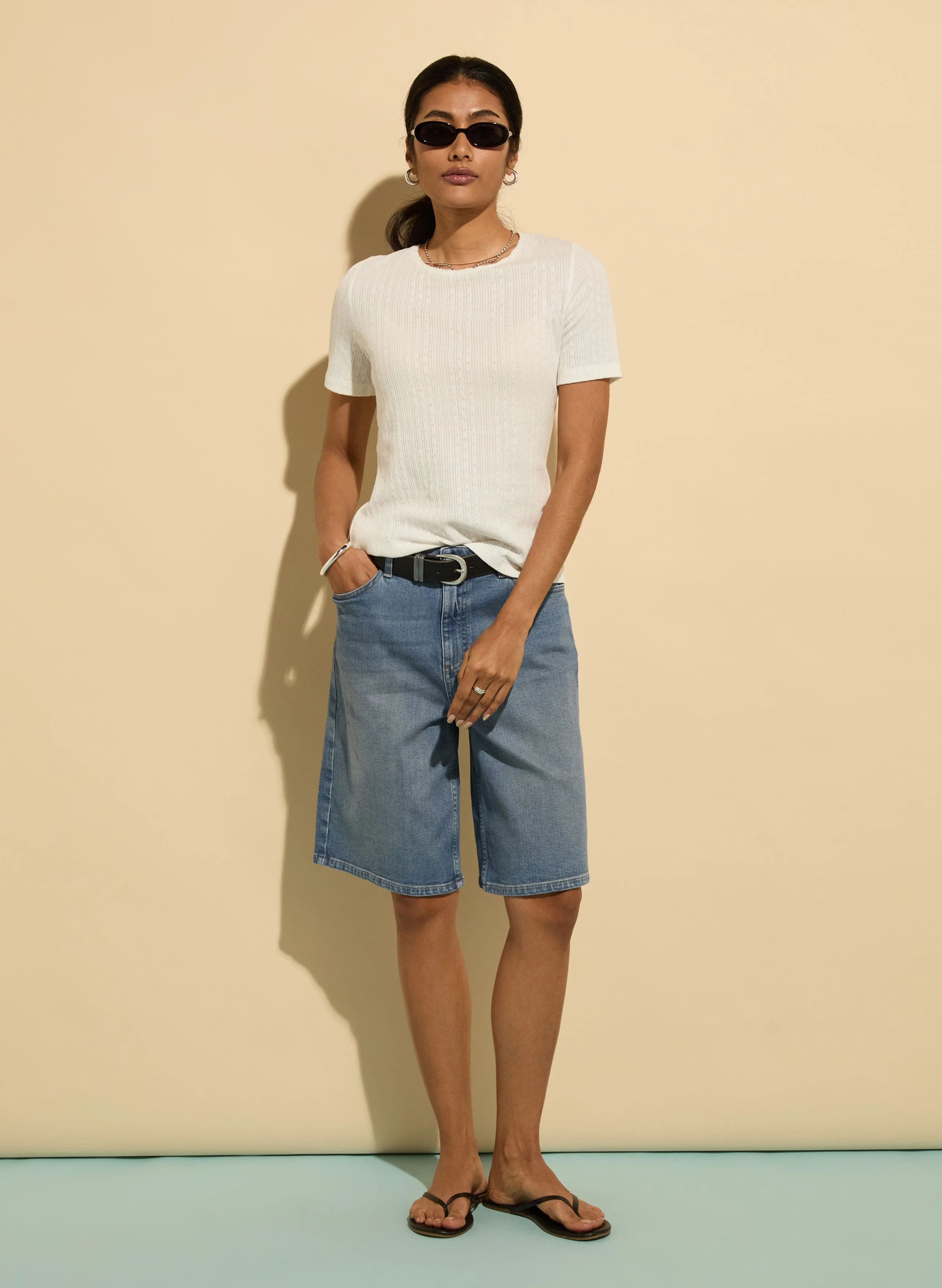 Gabriella Organic Cotton Pretty Rib T-Shirt | Pure White