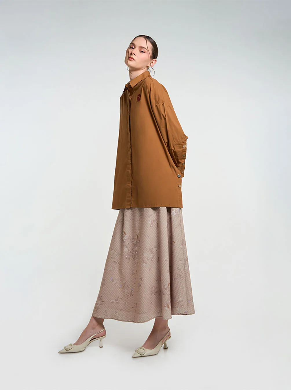 GALE EMBROIDERY TOP TOFFEE