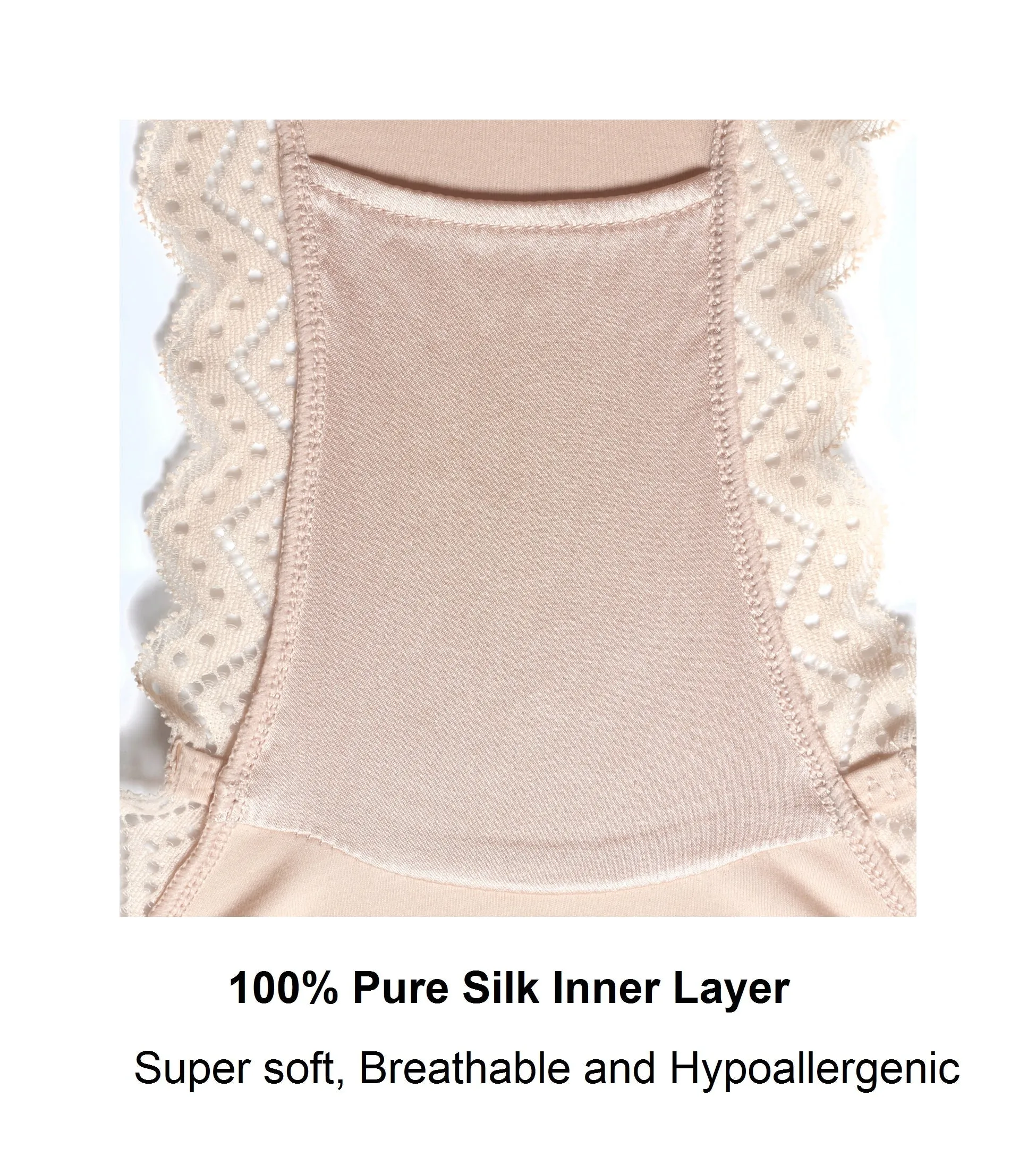 Grace - Peach Silk & Organic Cotton Lace Boxer