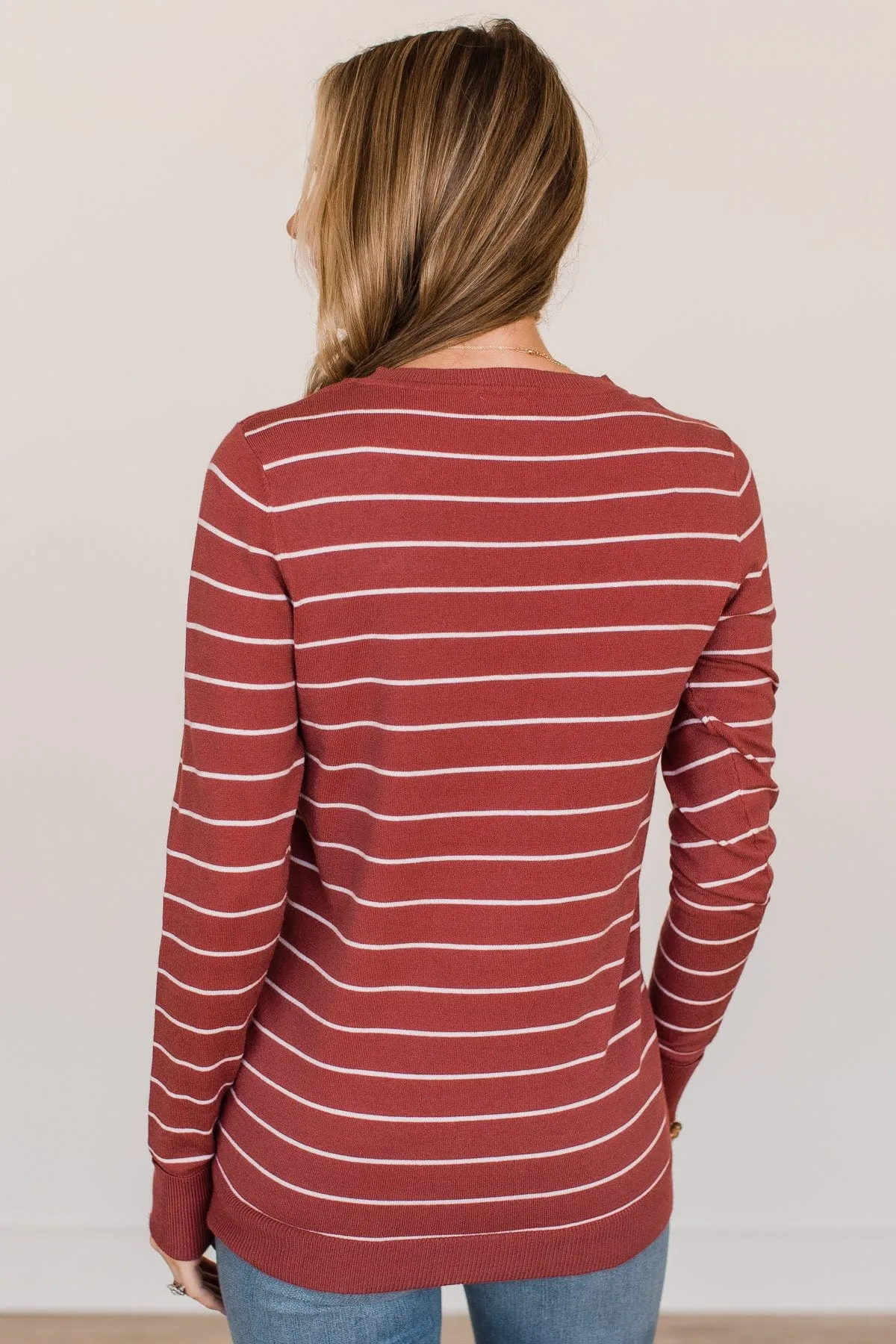 Grateful For You Striped Sweater- Rust
