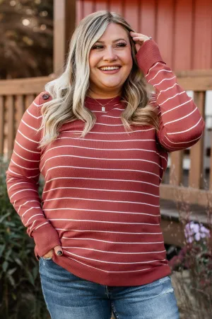 Grateful For You Striped Sweater- Rust