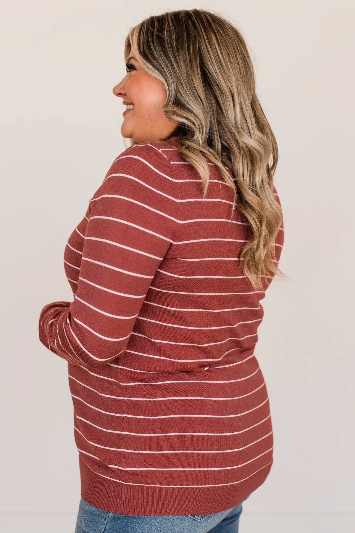 Grateful For You Striped Sweater- Rust