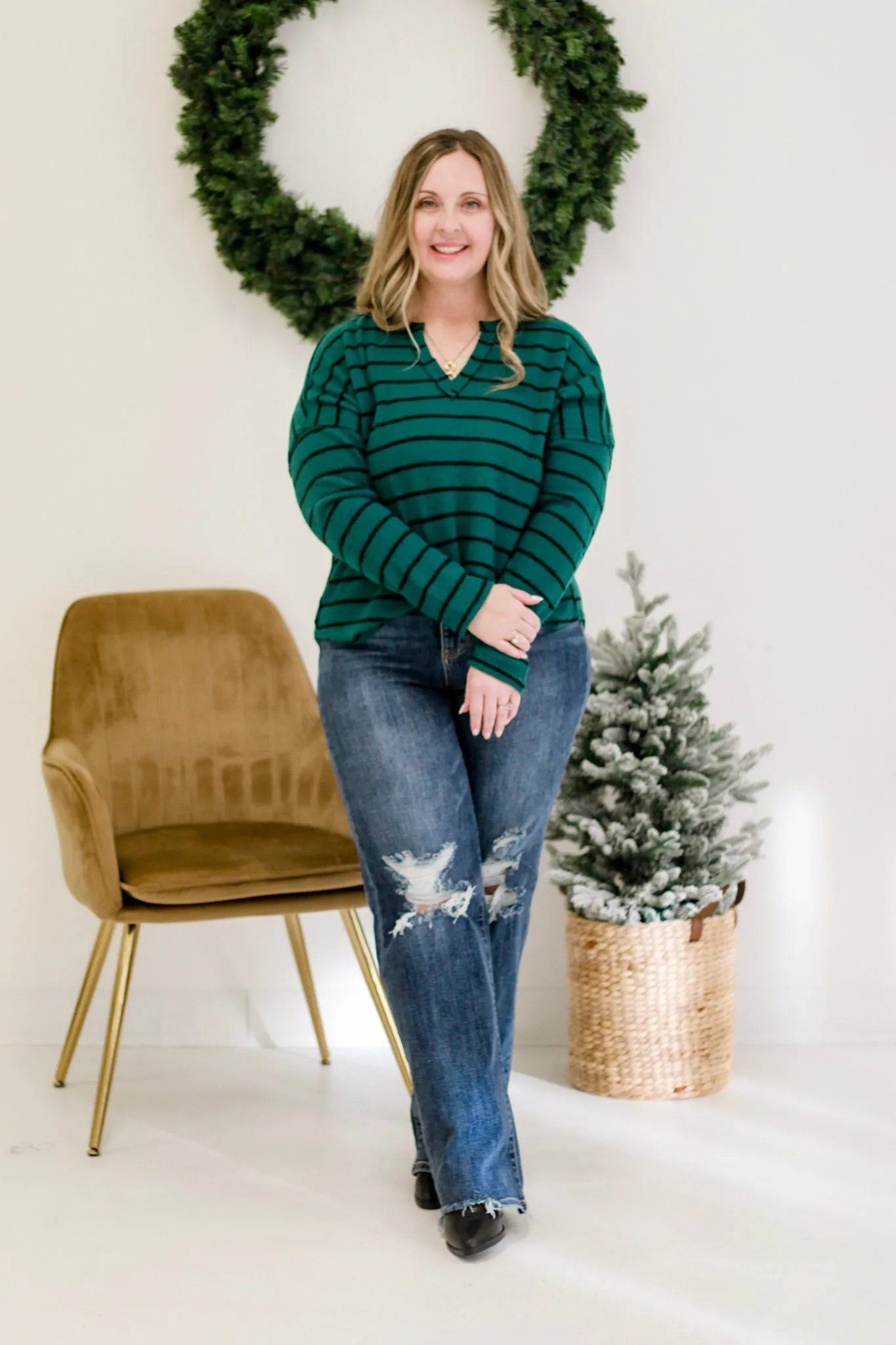 Green with Envy Striped Top