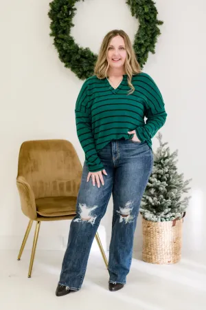 Green with Envy Striped Top