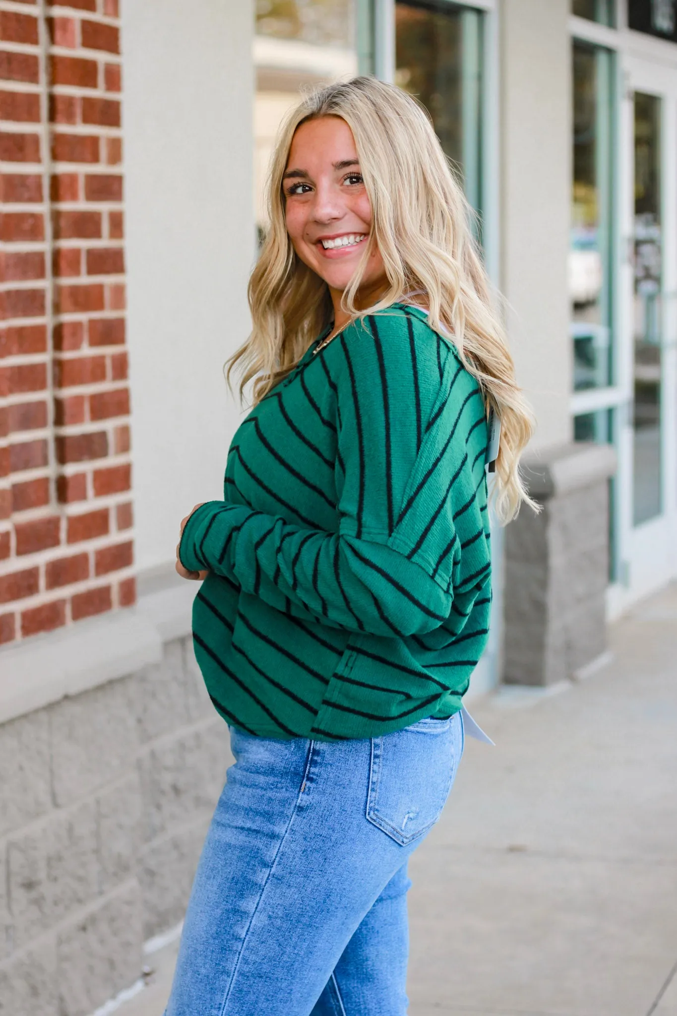 Green with Envy Striped Top