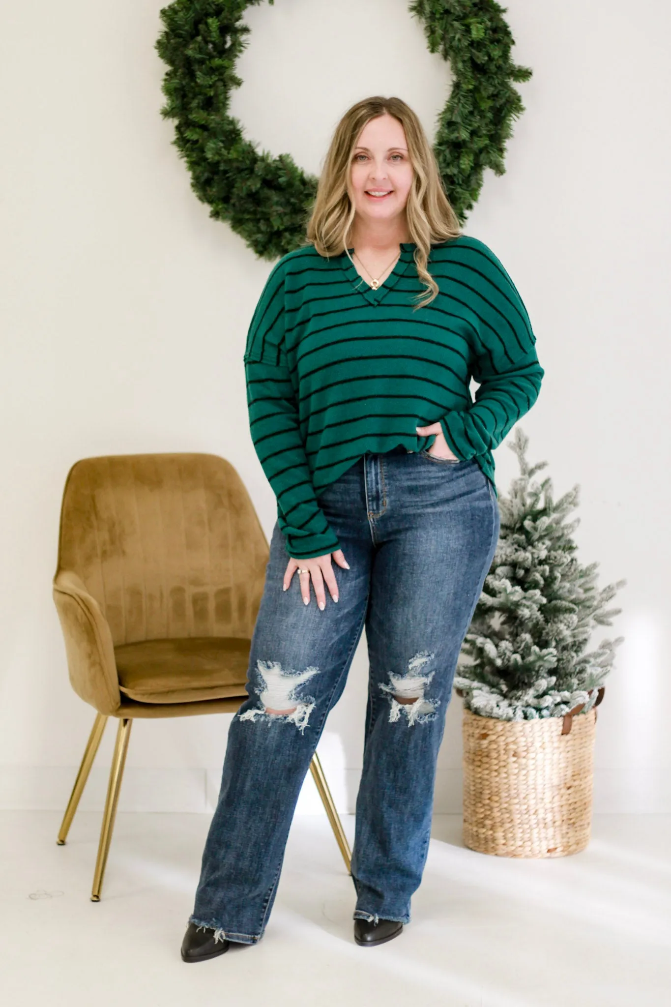 Green with Envy Striped Top
