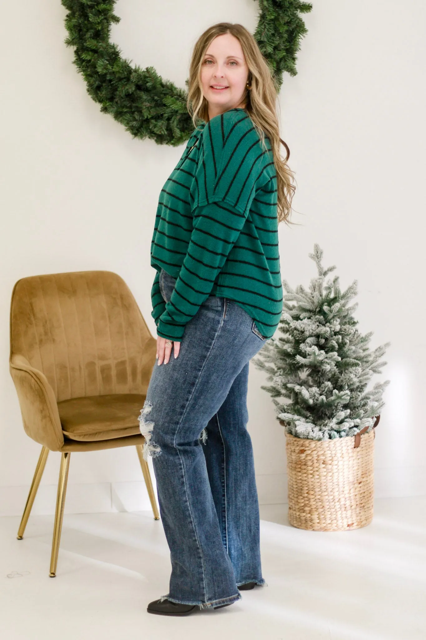 Green with Envy Striped Top