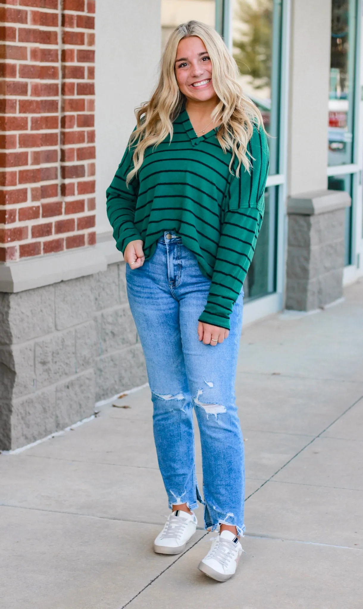 Green with Envy Striped Top
