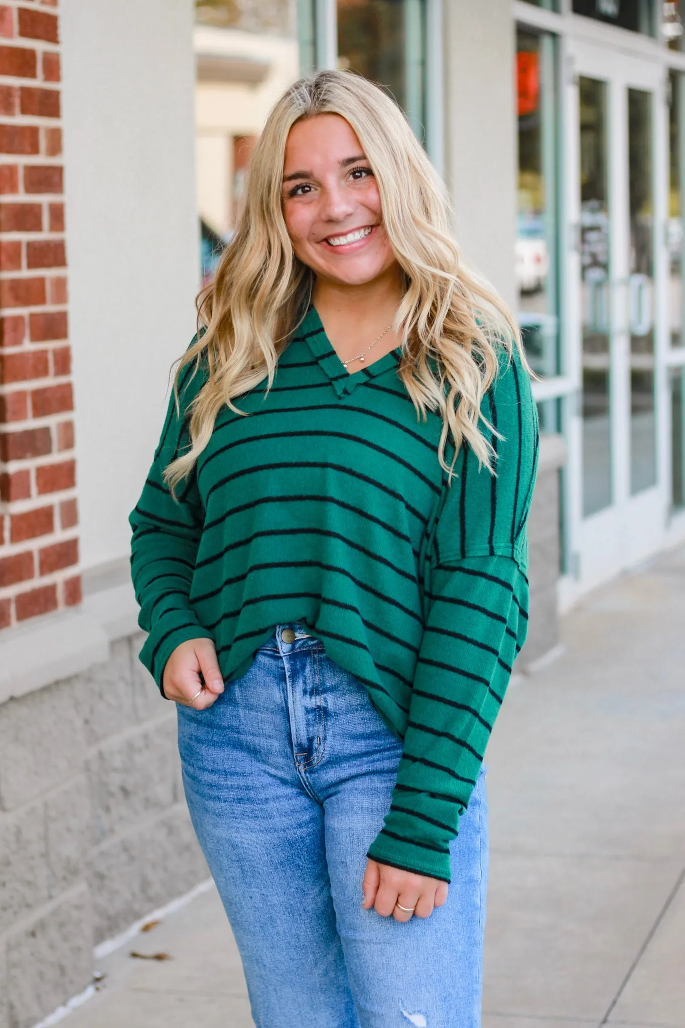 Green with Envy Striped Top