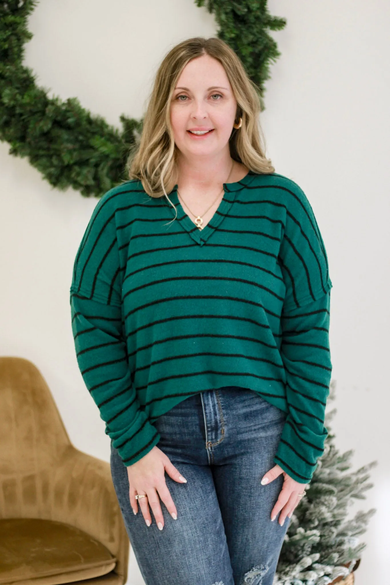 Green with Envy Striped Top