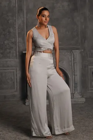 Grey Soft Silk Indo Western