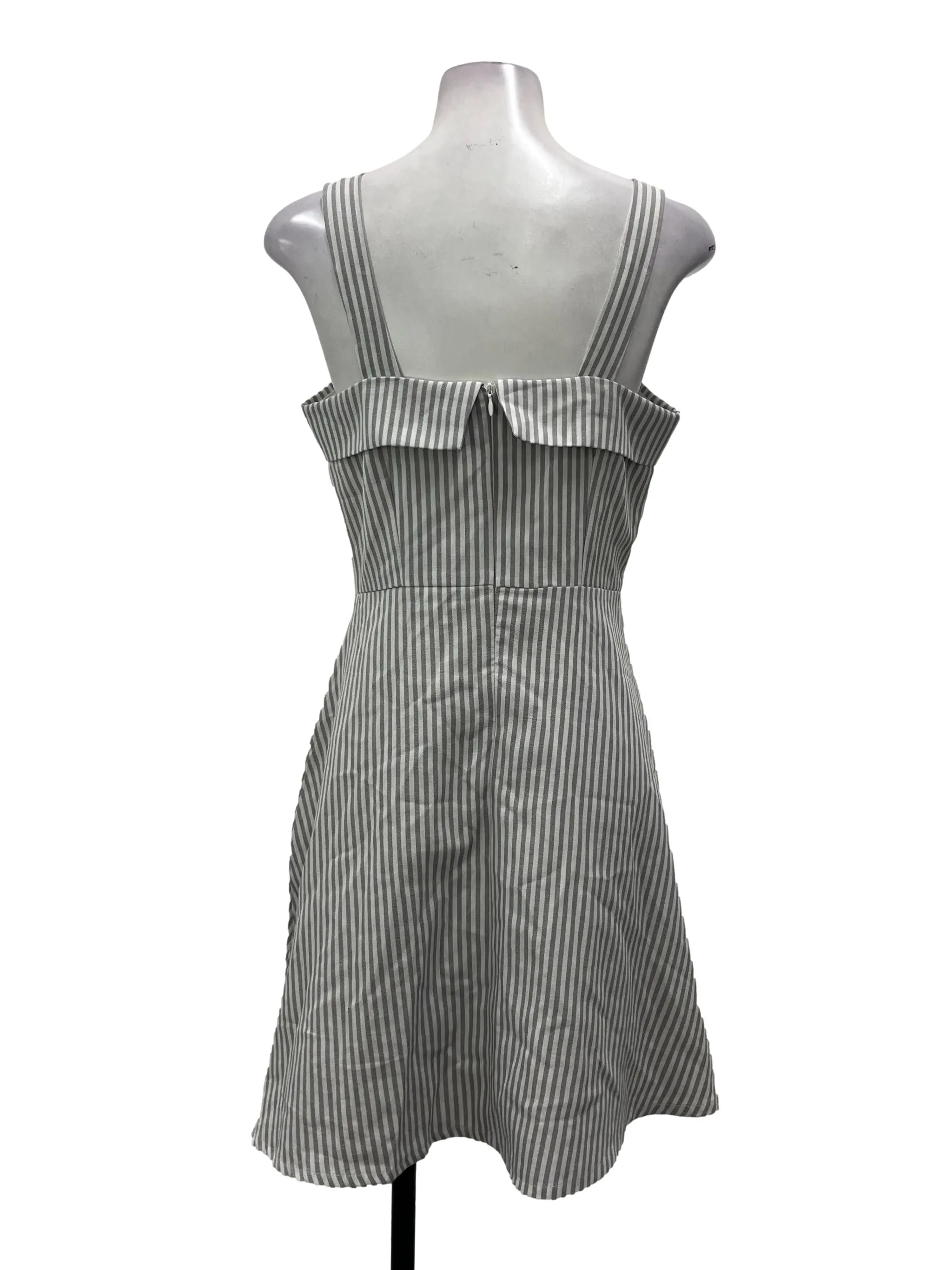 Grey Striped Button Down Dress