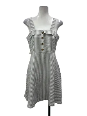 Grey Striped Button Down Dress