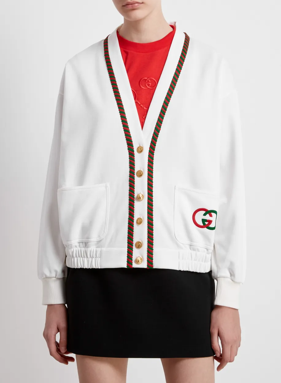 Gucci GG Technical Jersey Cardigan in White