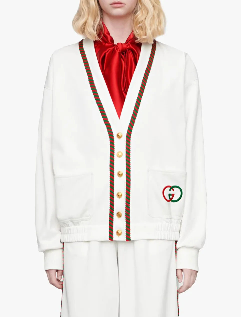 Gucci GG Technical Jersey Cardigan in White