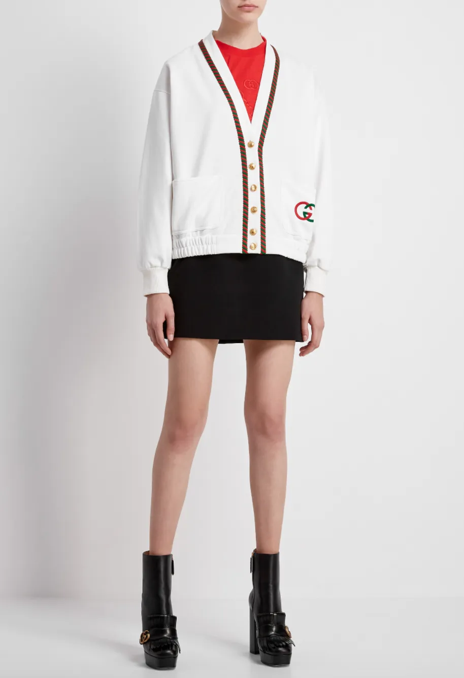 Gucci GG Technical Jersey Cardigan in White