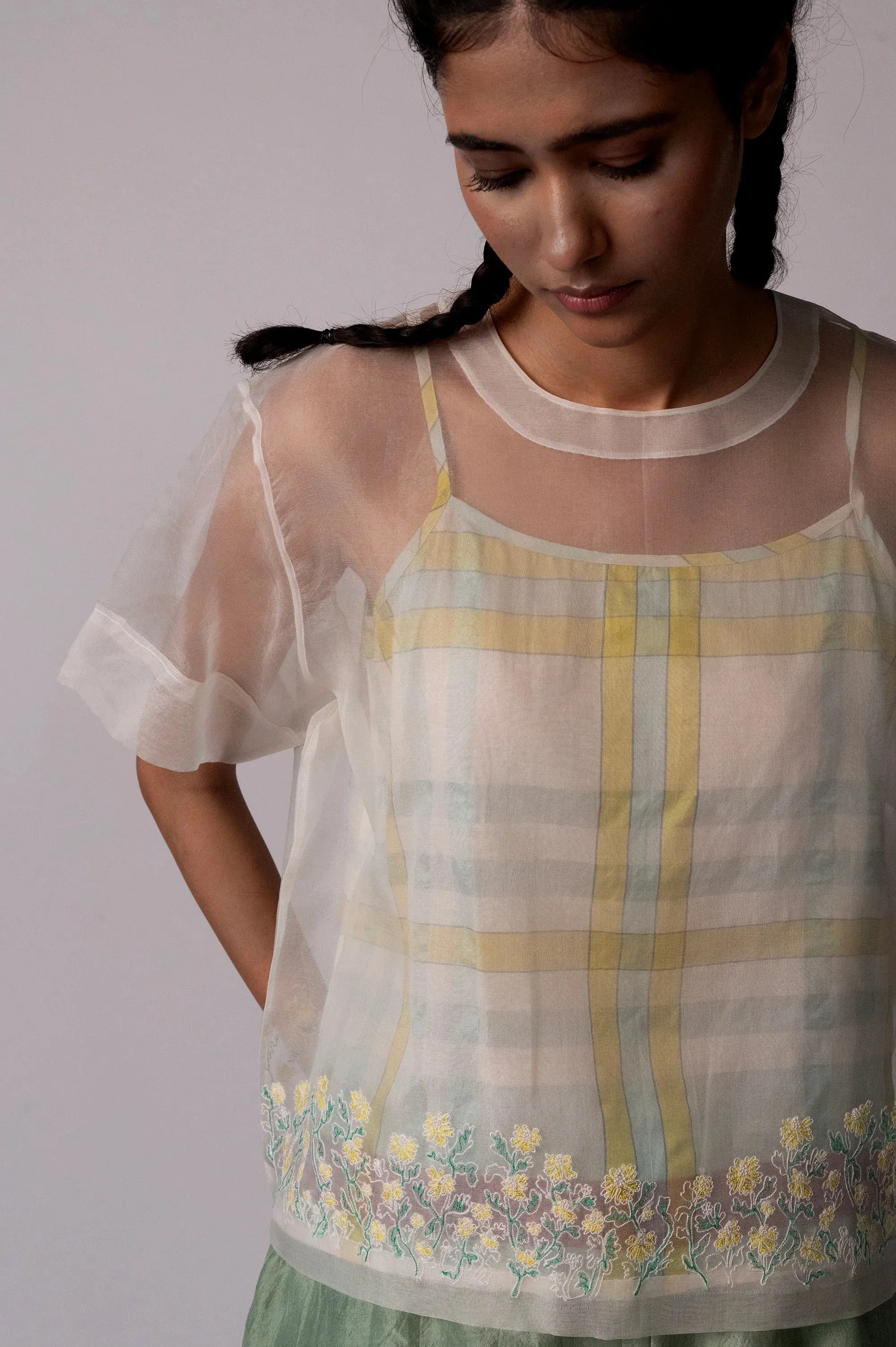 Gulbahar | White Organza Top
