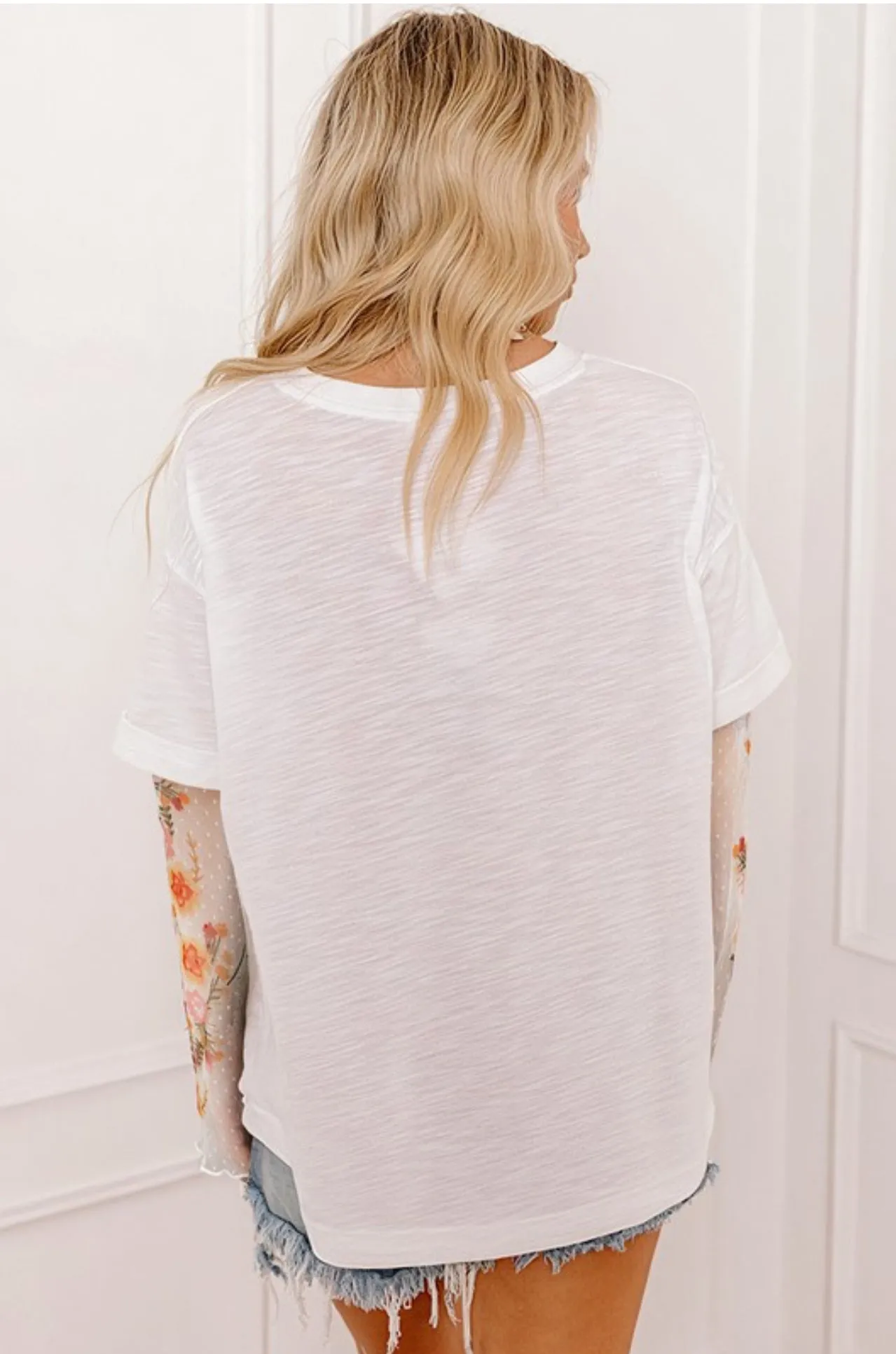 Halsey Faux Two Piece Long Sleeve Patchwork Tee
