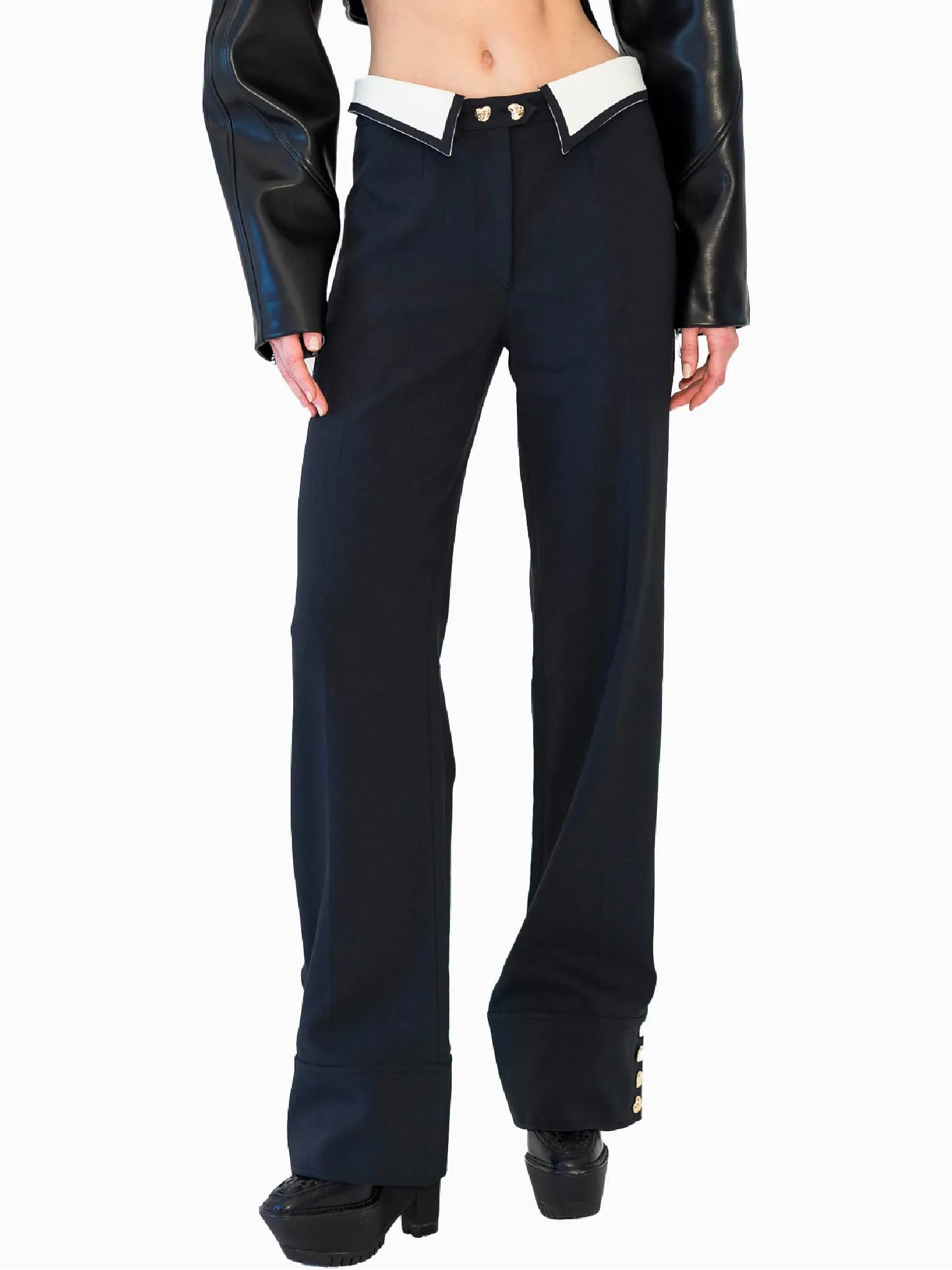 HAN WEN STUDIO Folded Waist Relaxed Fit Trouser