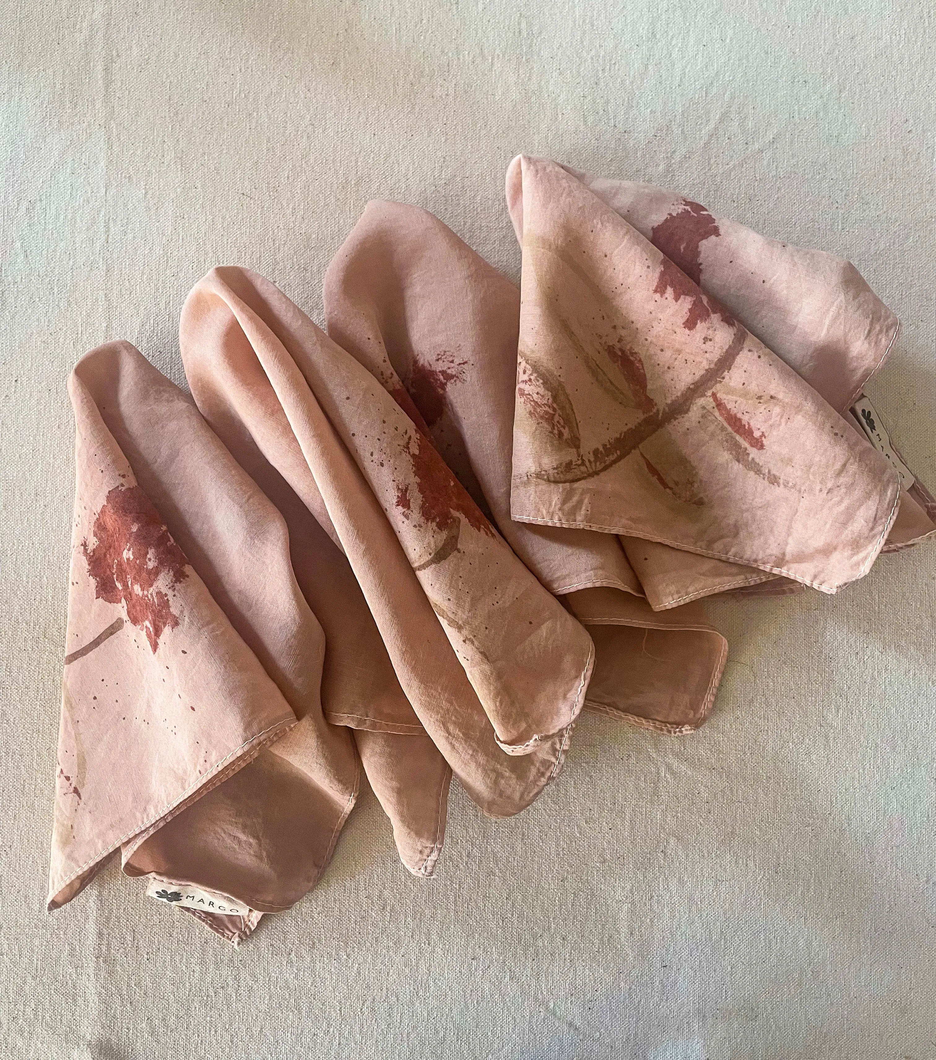 Hand-Painted Silk Pocket Squares - Sumac Berries