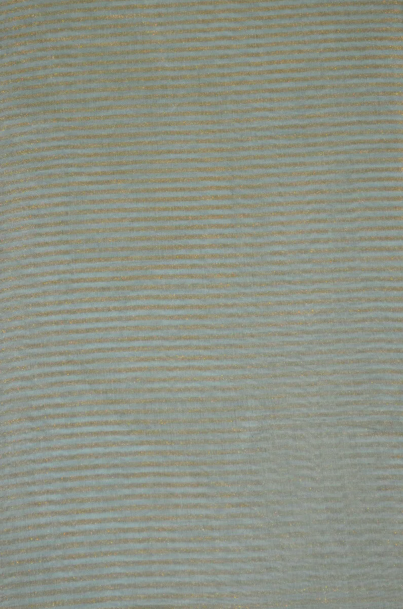 Handloom Pure Silk Chanderi Tissue Golden Zari Based Striped Fabric