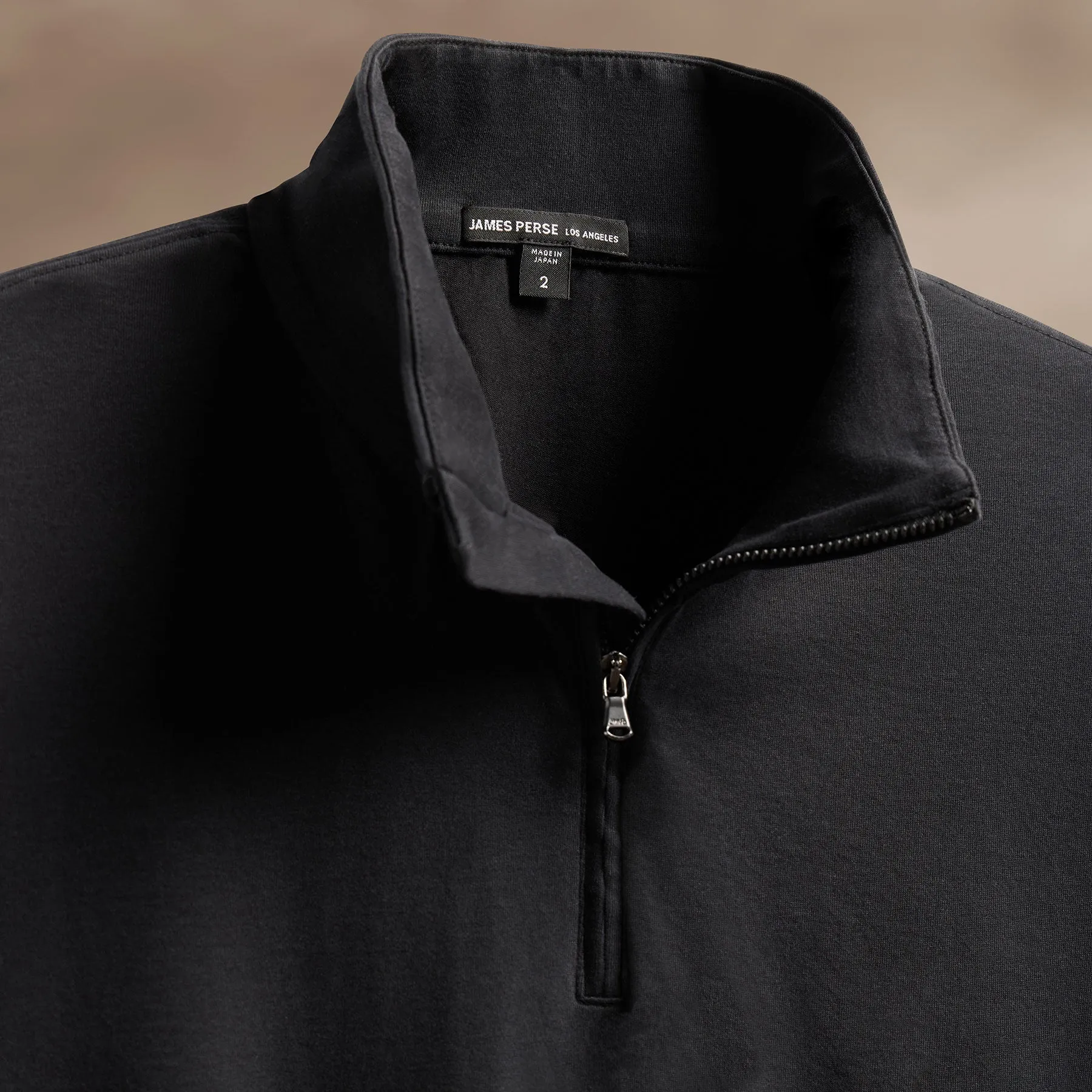 Heavy Luxe Jersey Half Zip - Black