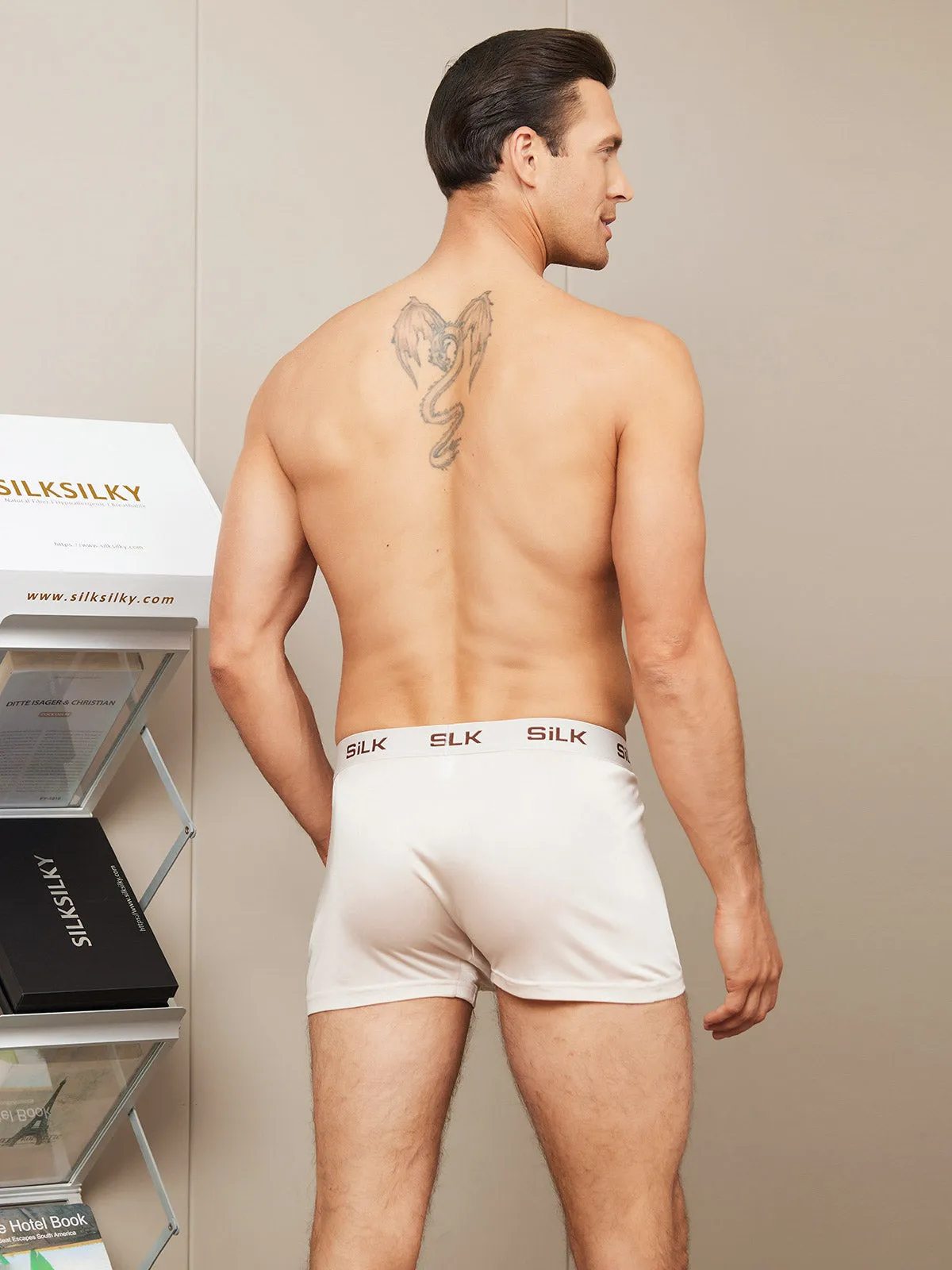 Heren Ultra Soft Comfy Zijde Gebreid Boxer Ondergoed