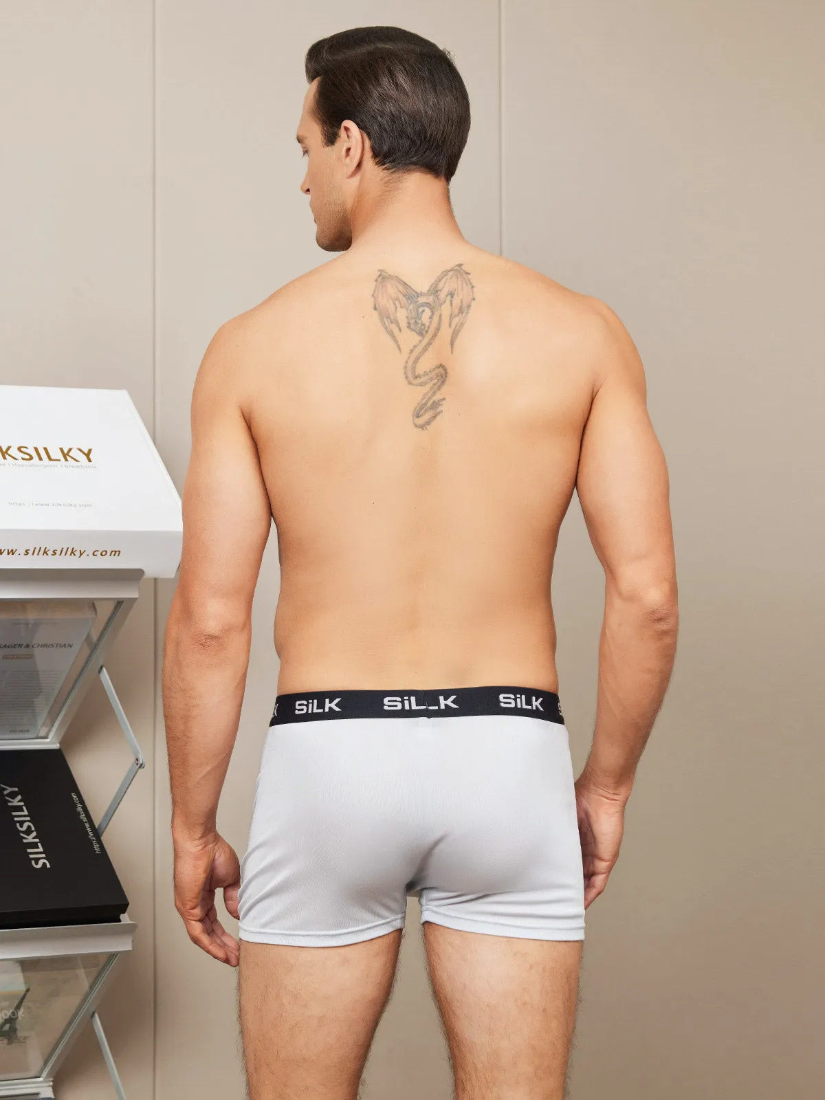Heren Ultra Soft Comfy Zijde Gebreid Boxer Ondergoed