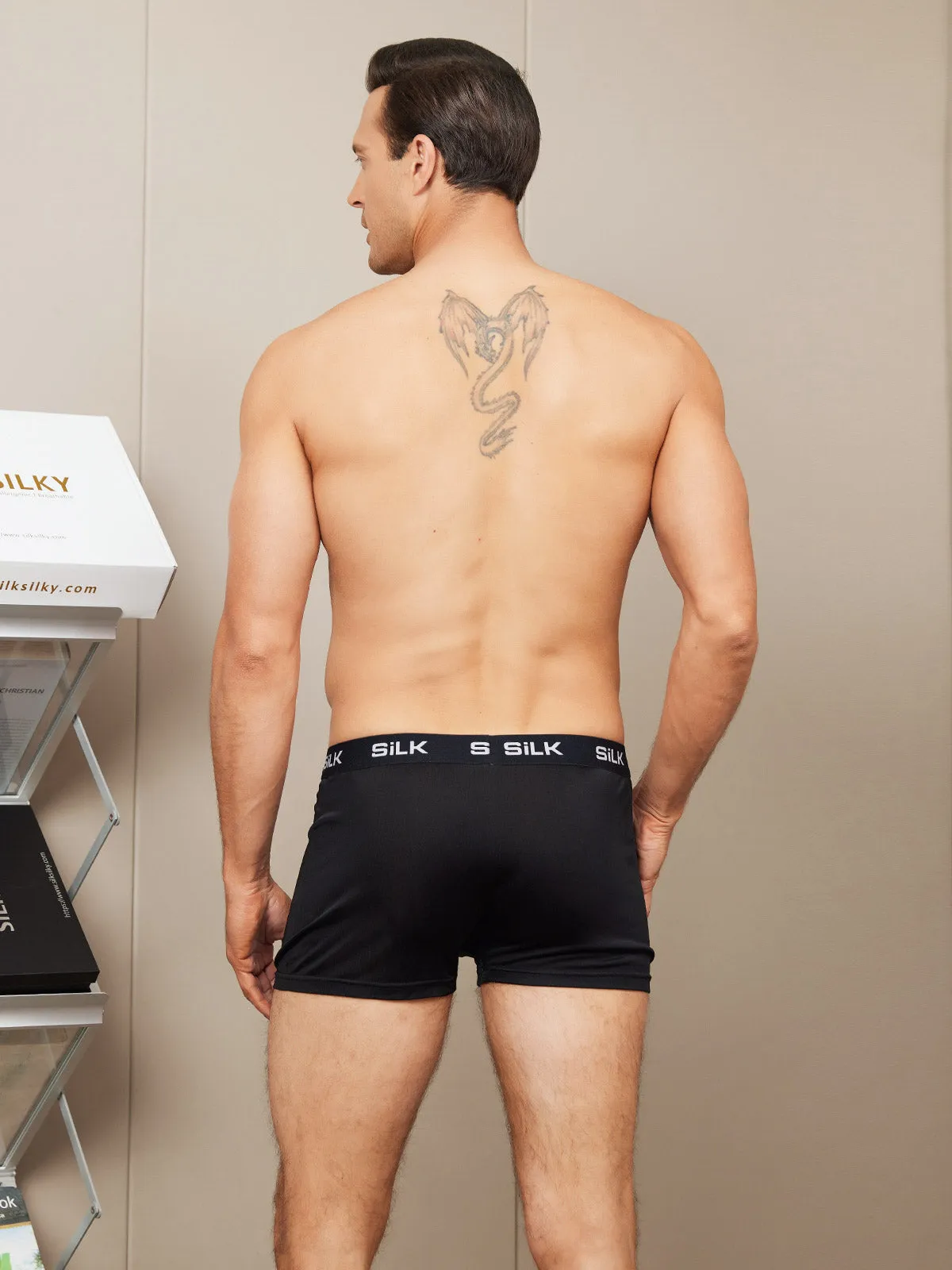 Heren Ultra Soft Comfy Zijde Gebreid Boxer Ondergoed