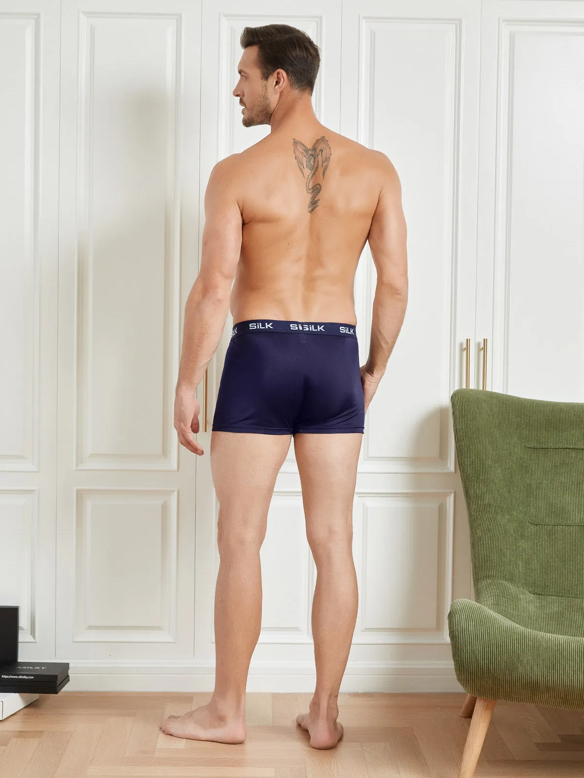 Heren Ultra Soft Comfy Zijde Gebreid Boxer Ondergoed
