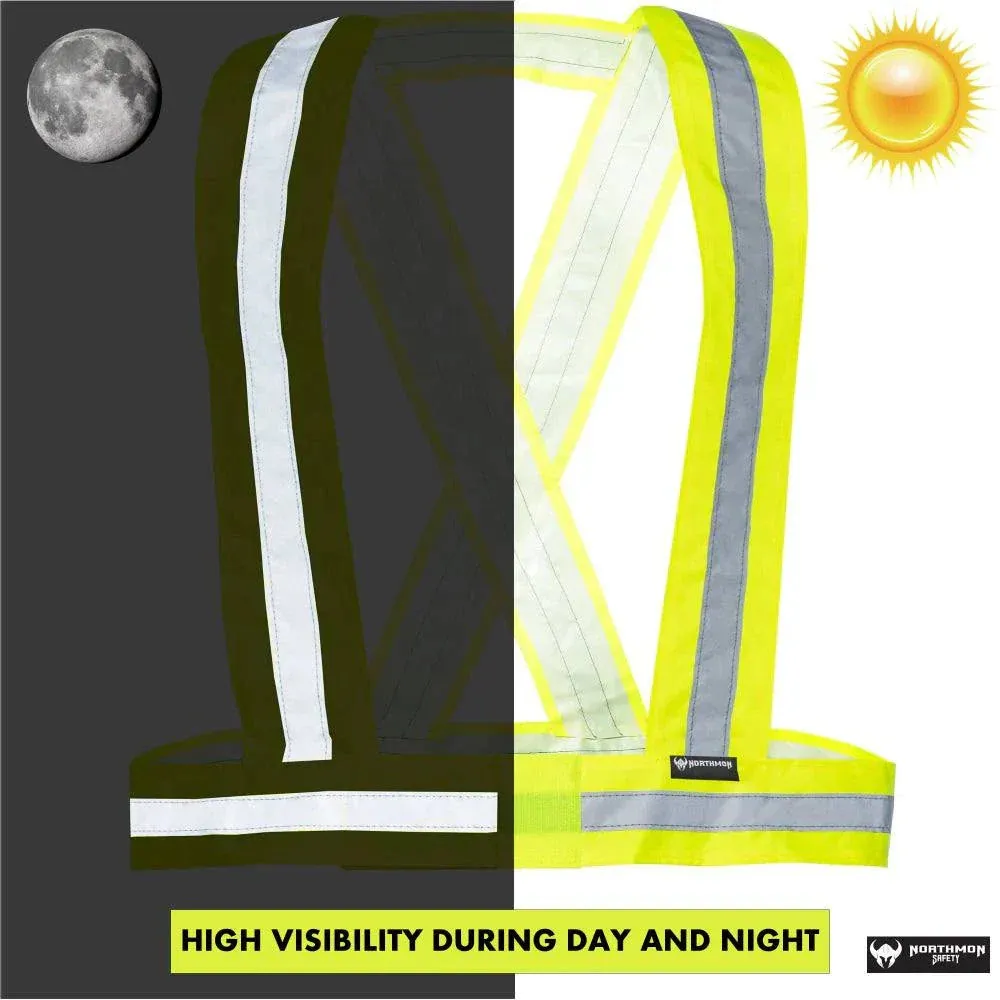 Hi Vis Yellow Safety Strap Belt - 1" Reflective Silver Tape