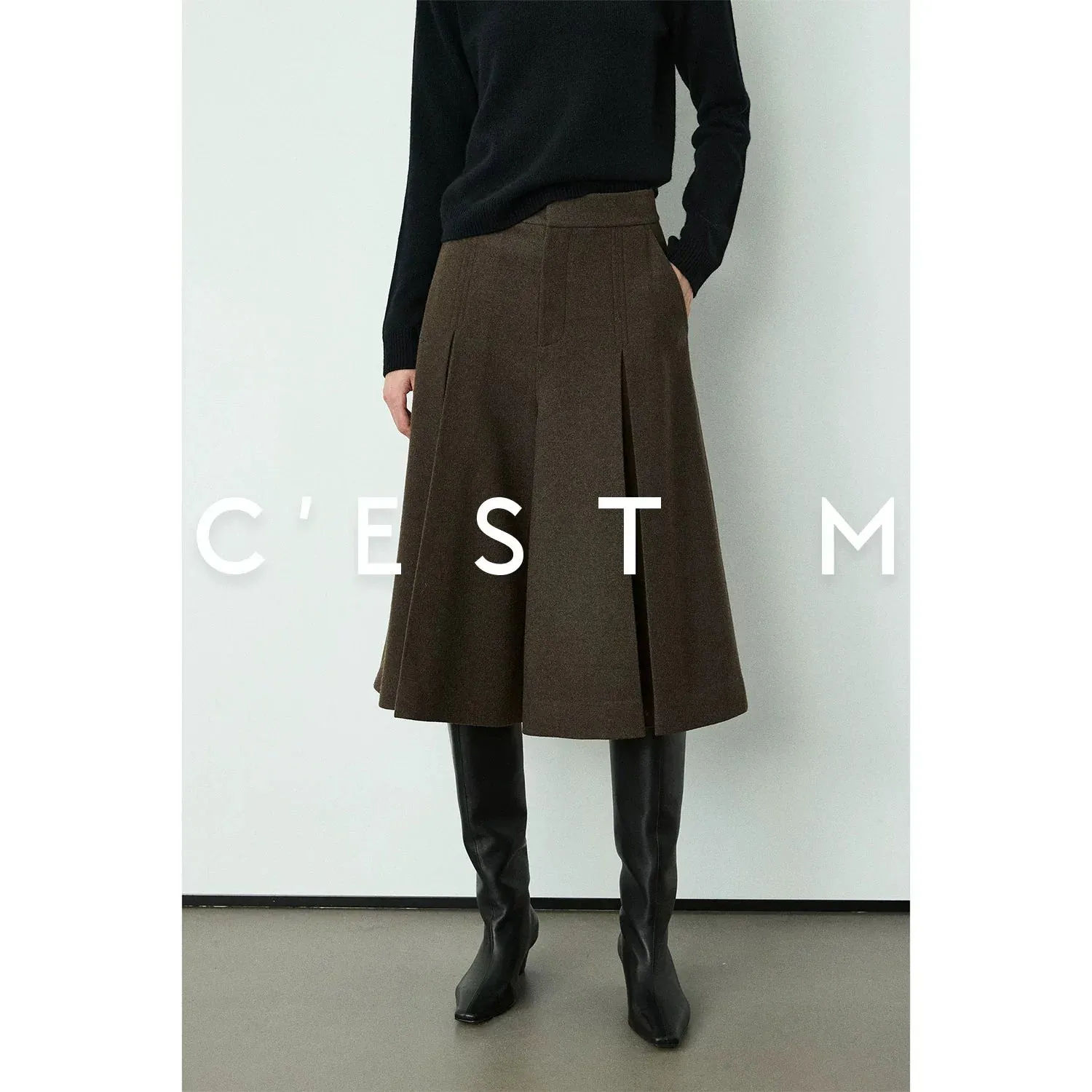 High-Waisted Pleated Culottes