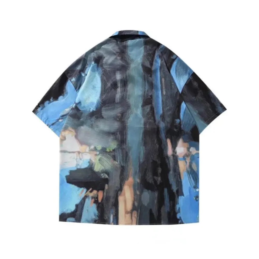 Hip Hop Oil Painting Print Short Sleeve Shirt