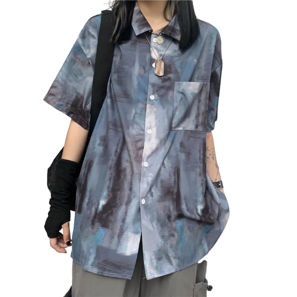 Hip Hop Oil Painting Print Short Sleeve Shirt