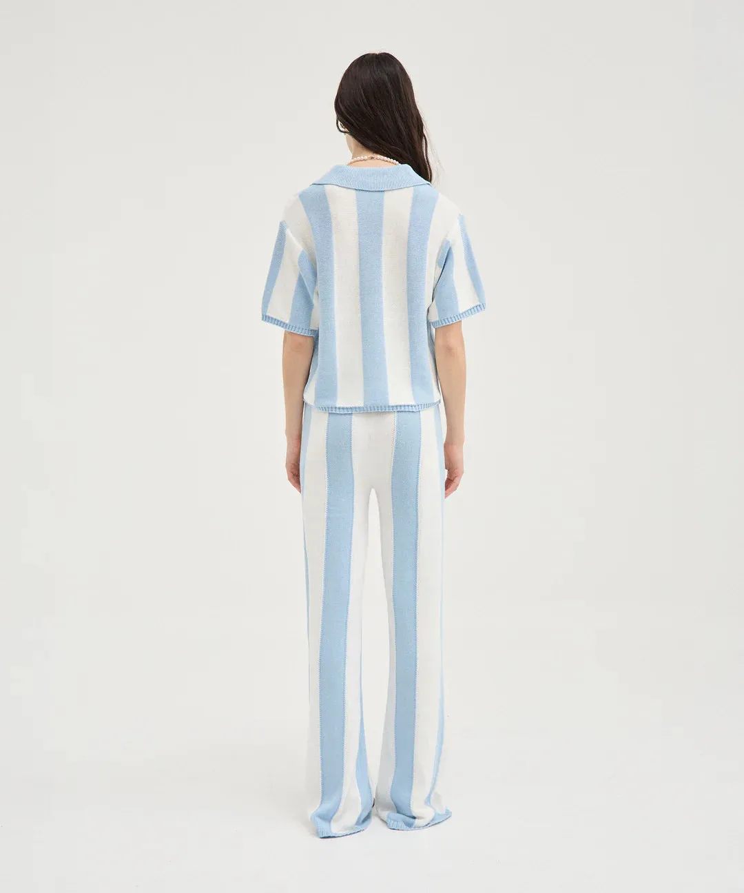 Holiday Shop - Blue/White Striped Knit Pants
