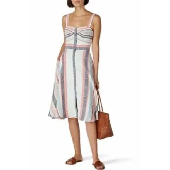 Hutch Anthropologie Striped Button Front Sleeveless Midi Dress Size 6