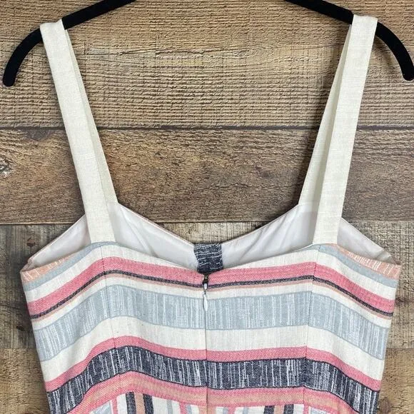 Hutch Anthropologie Striped Button Front Sleeveless Midi Dress Size 6