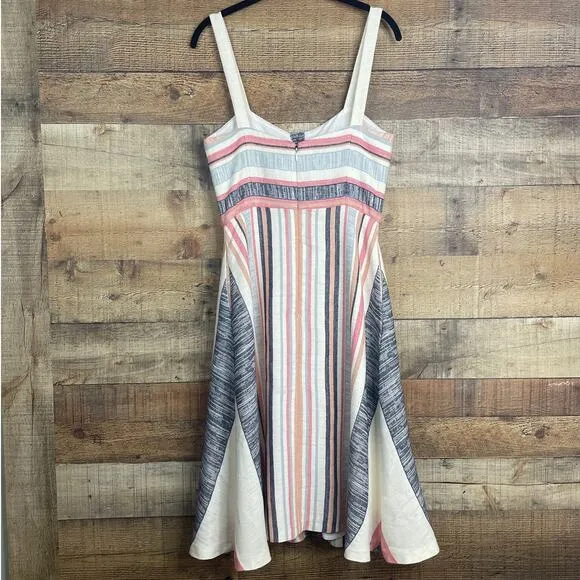 Hutch Anthropologie Striped Button Front Sleeveless Midi Dress Size 6